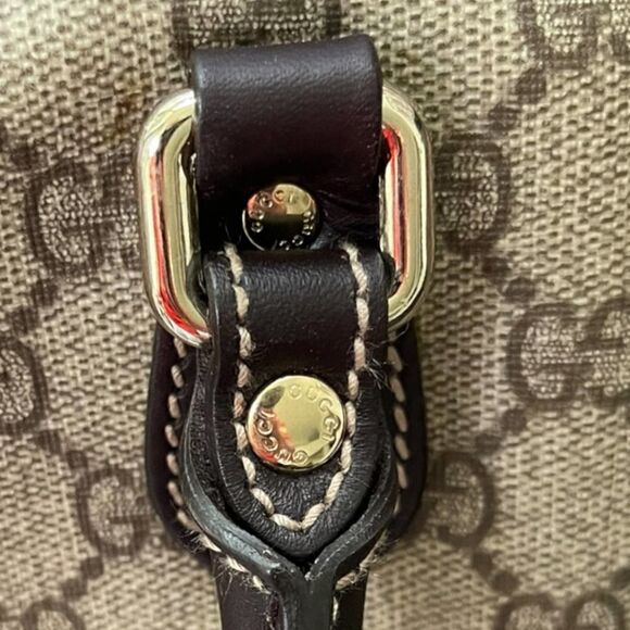 Gucci Supreme Joy Web Tote Purse Handbag Shoulder Bag Brown Logo - Picture 11 of 13